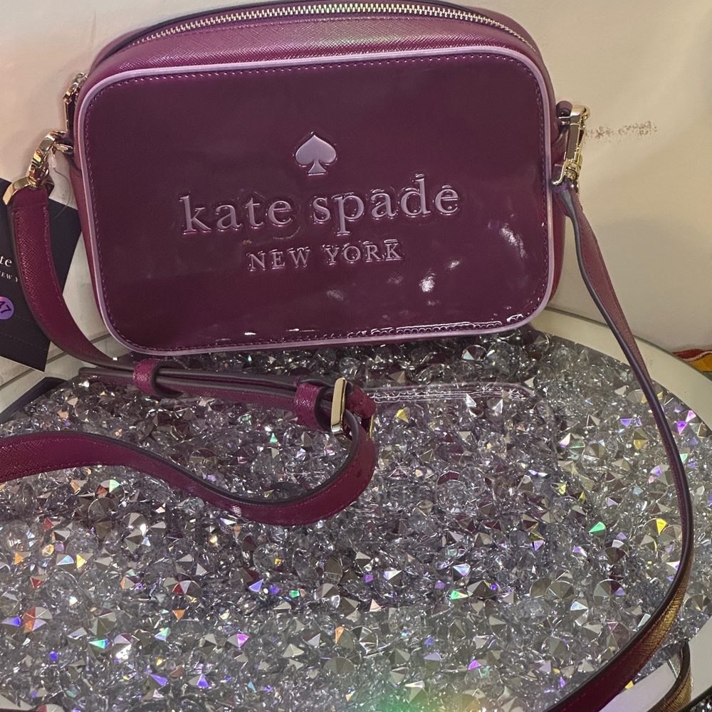 kate spade Patent Mini Crossbody Bag in Deep Berry